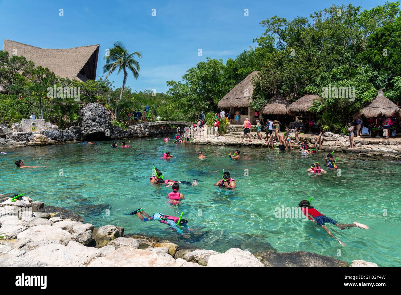 Cancun, Mexico September 13, 2021 Snorkeling at XCaret park on the