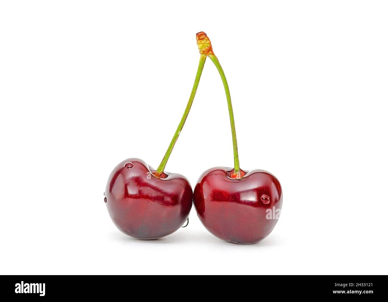 Cherry isolated. Cherry on white. Cherries. With clipping path Stock Photo