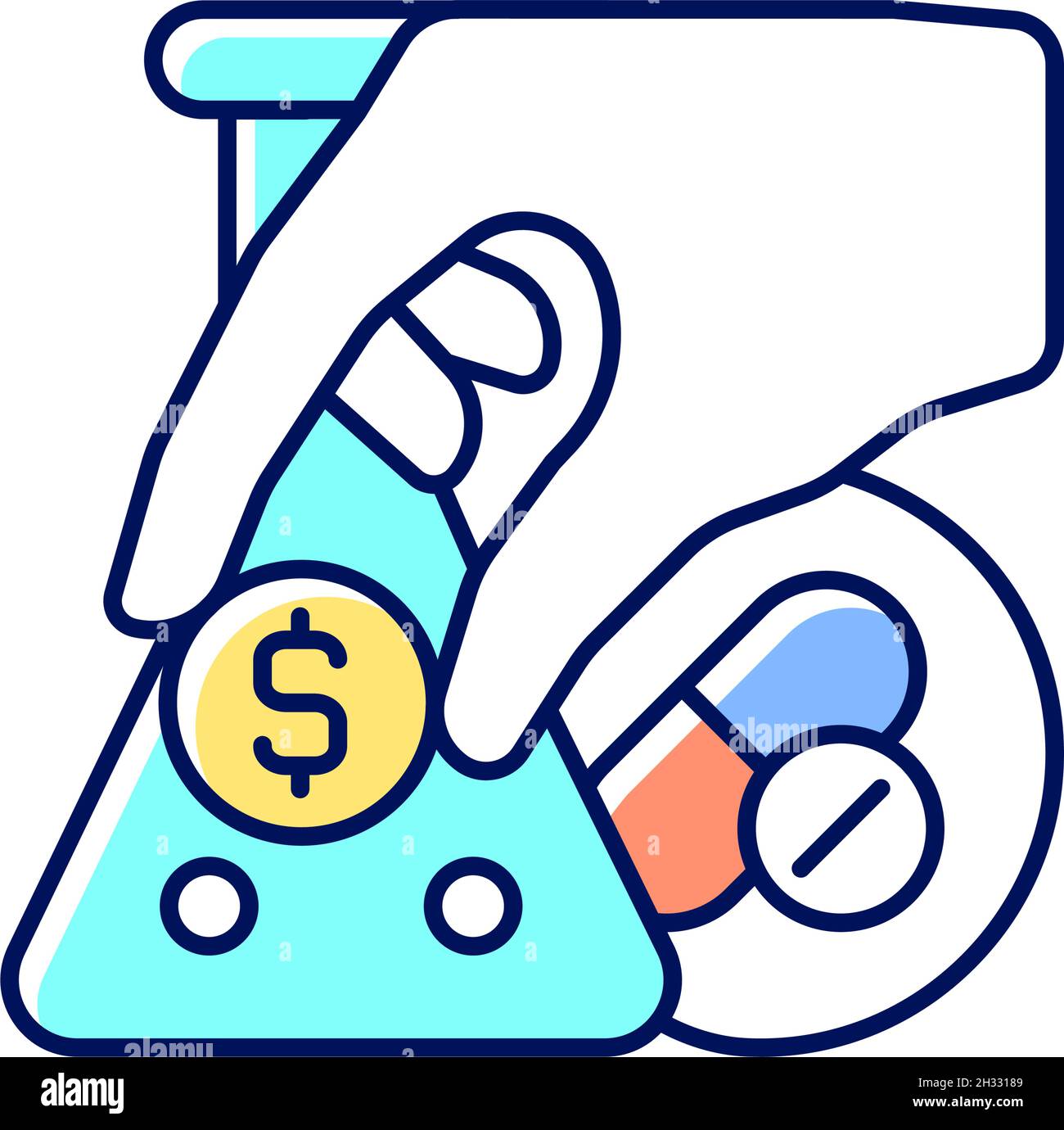 Crowdfunding for medical trials RGB color icon Stock Vector