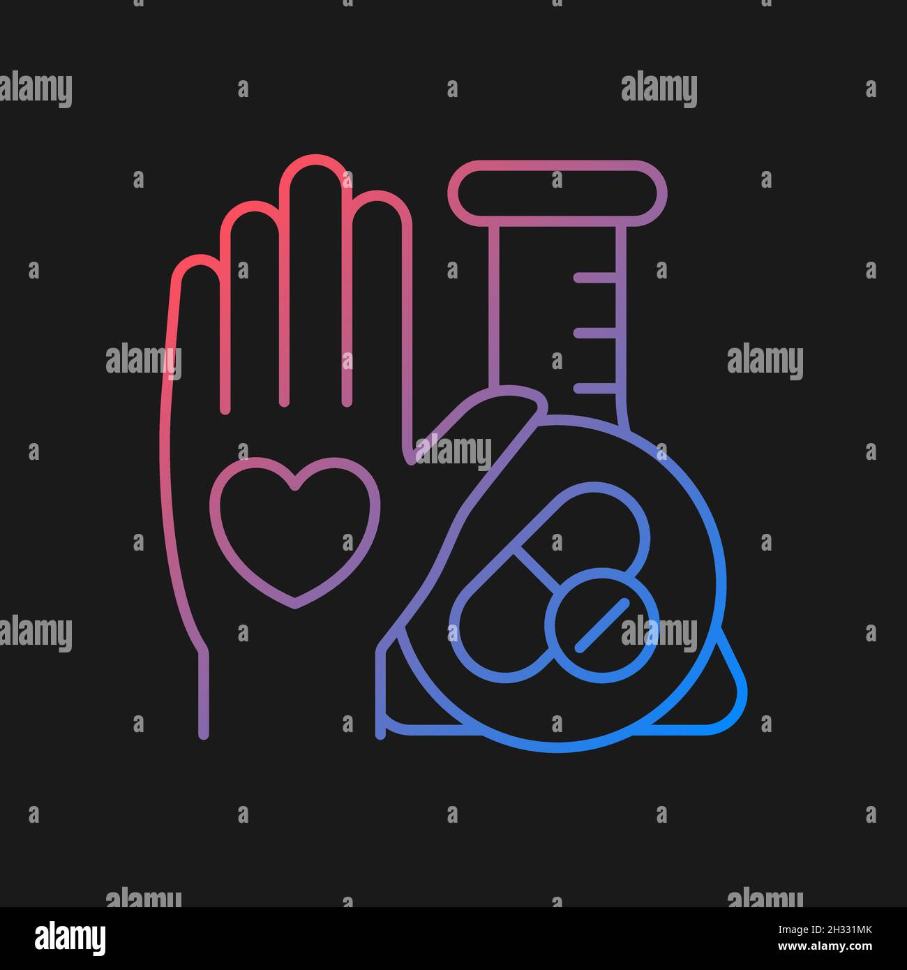 Human volunteer research gradient vector icon for dark theme Stock Vector
