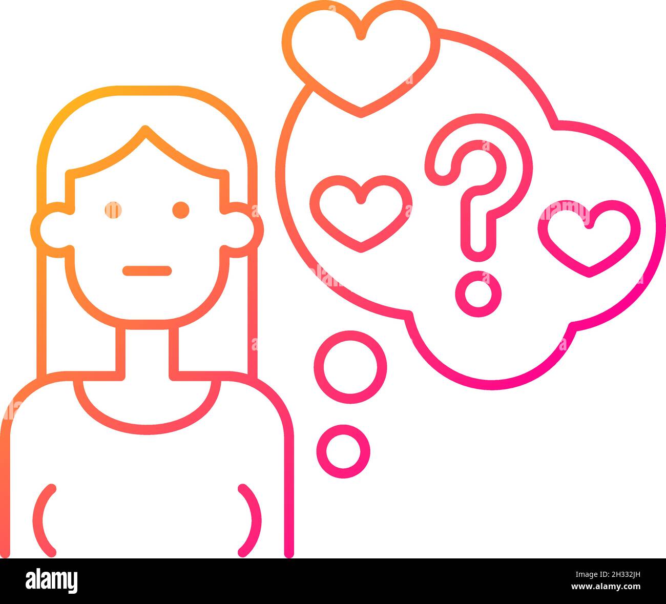 Doubting stage of relationship gradient linear vector icon Stock Vector