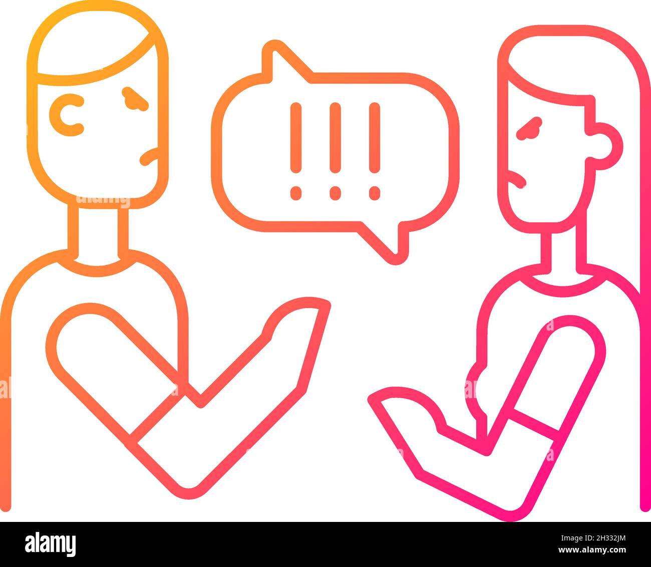 Couple criticizing each other gradient linear vector icon Stock Vector