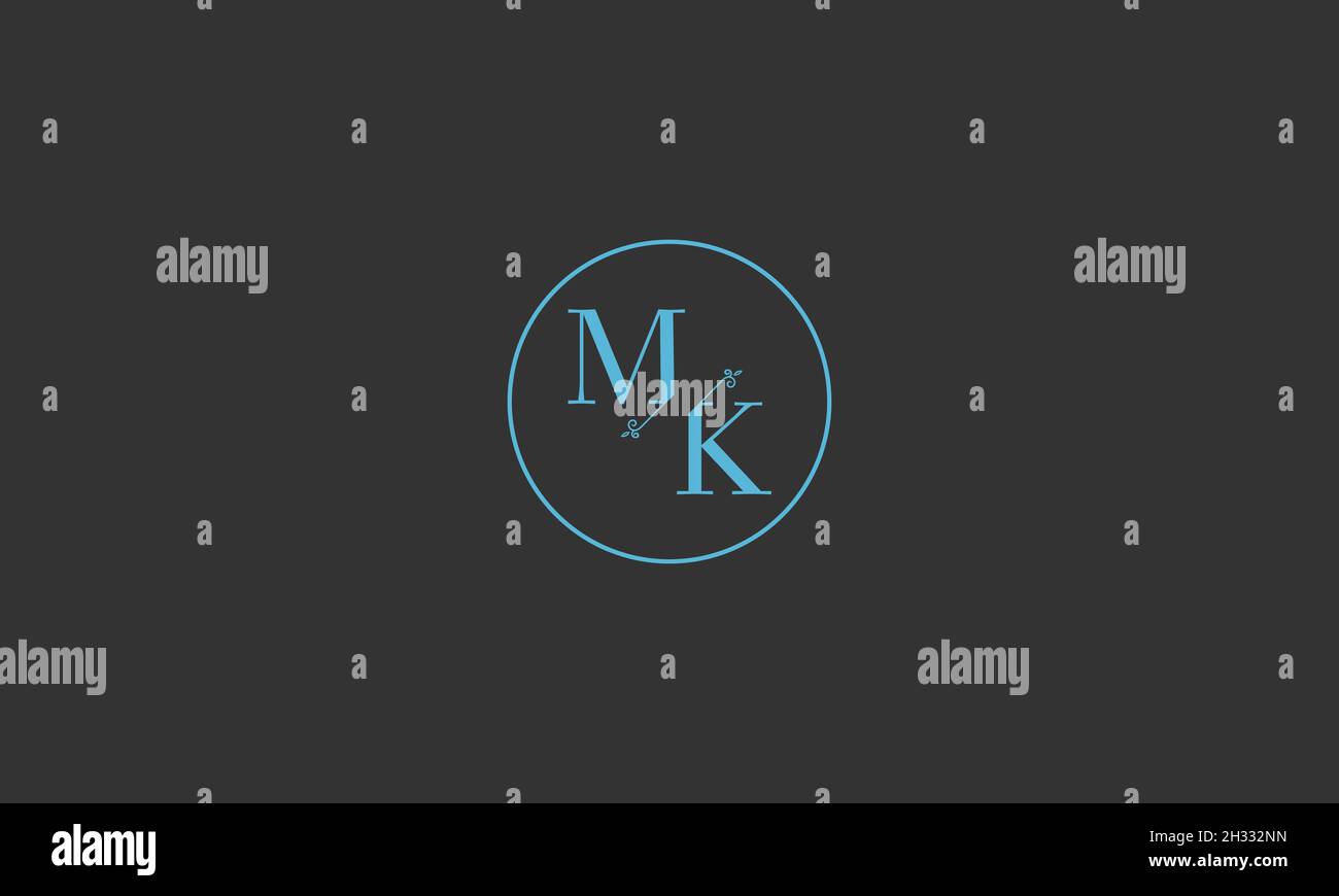 LETTERS MK LOGO DESIGN WITH NEGATIVE SPACE EFFECT FOR ILLUSTRATION USE Stock Vector