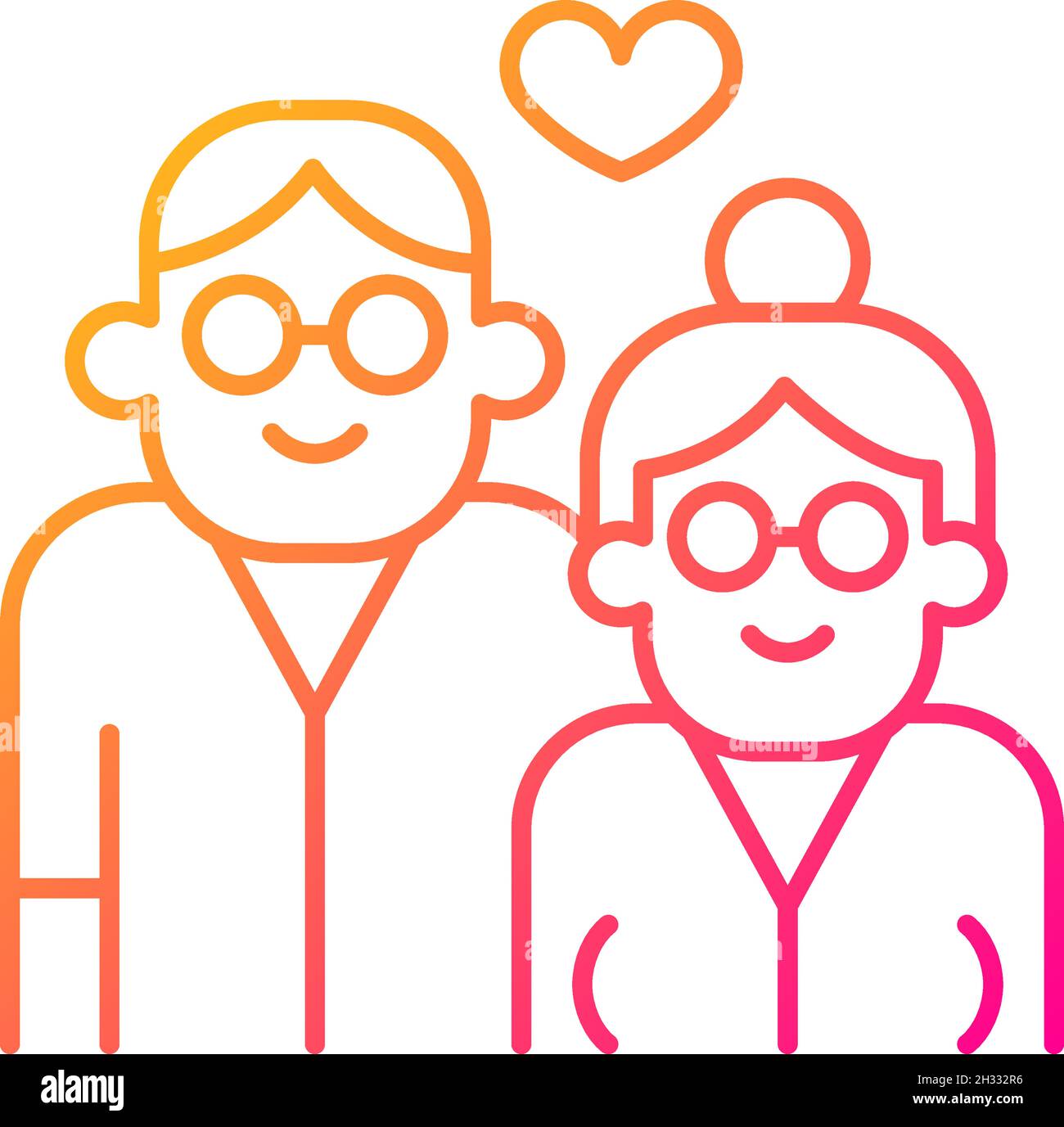 Elderly couple in love gradient linear vector icon Stock Vector