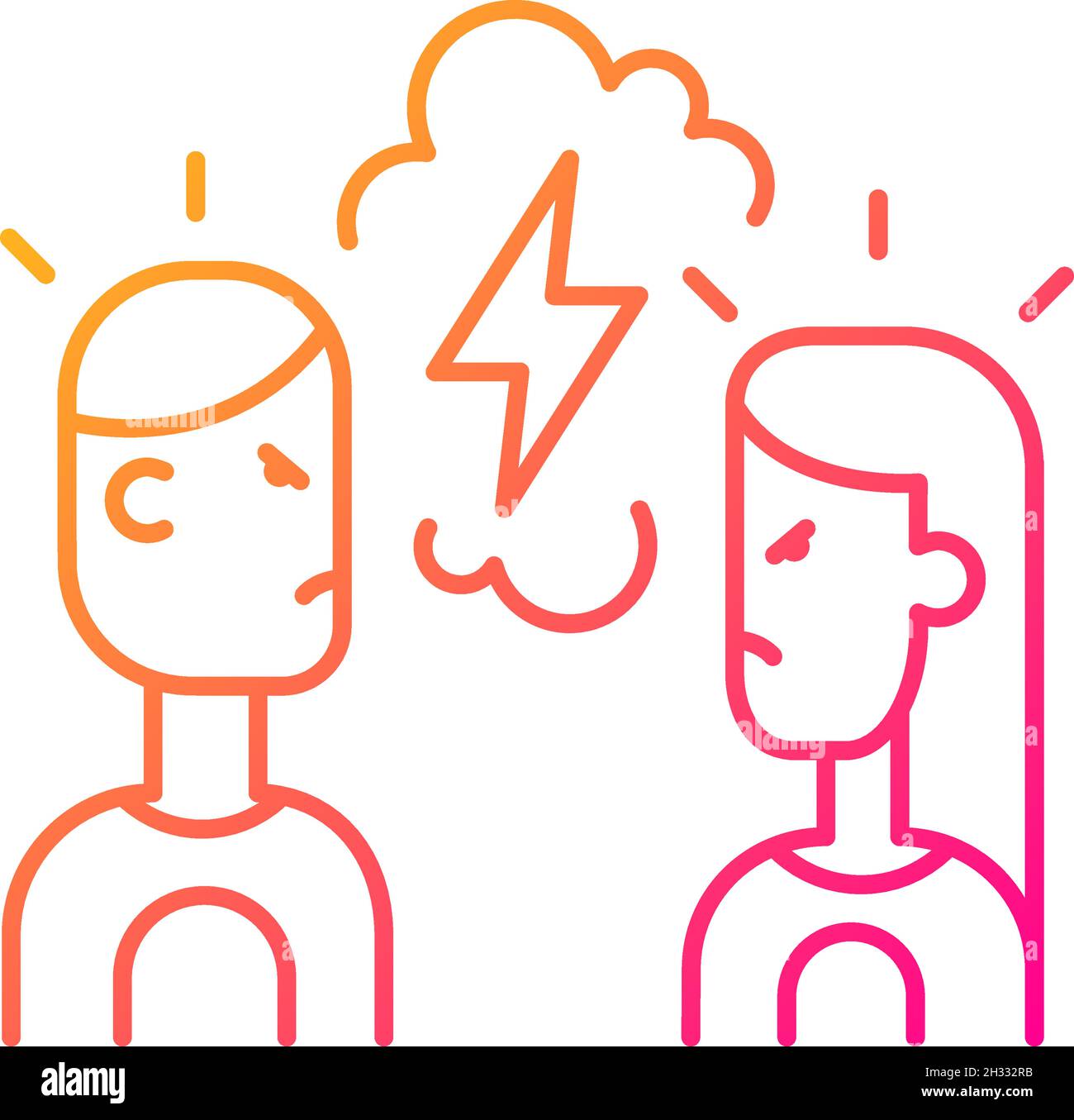 Quarreling couple gradient linear vector icon Stock Vector