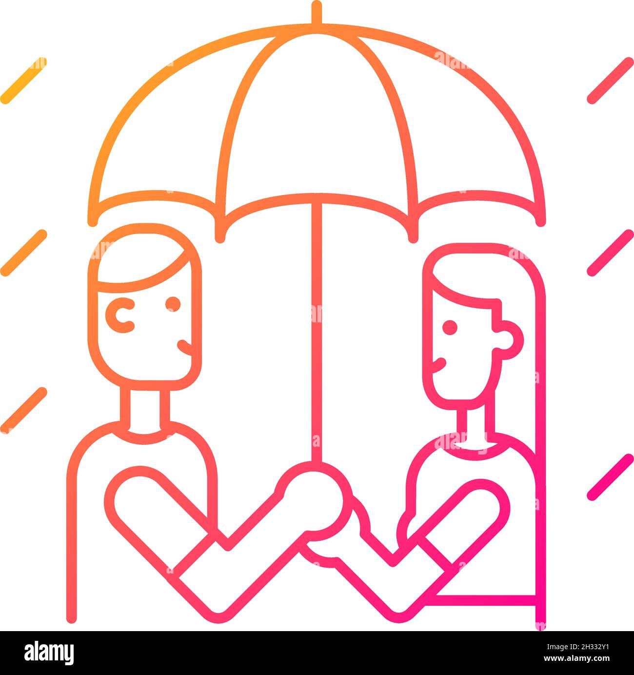 Walking under rain gradient linear vector icon Stock Vector