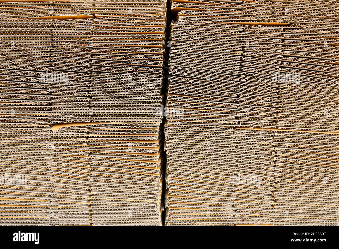 Brown craft paper corrugated rough texture stacked background Stock Photo