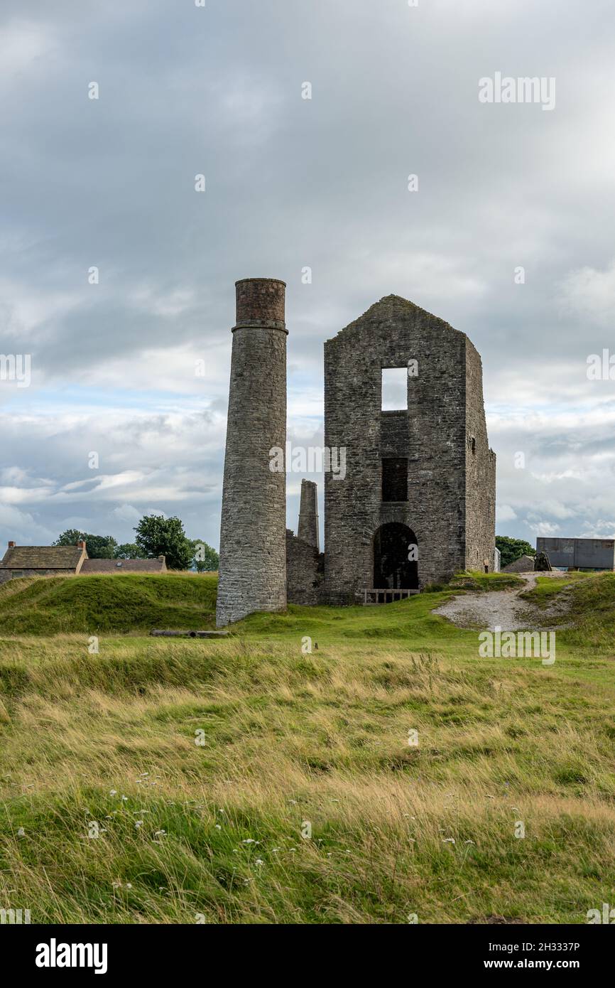 Magpie Mine is an abandoned disused lead mine near the village of Sheldon in the Derbyshire Peak District, England. Stock Photo