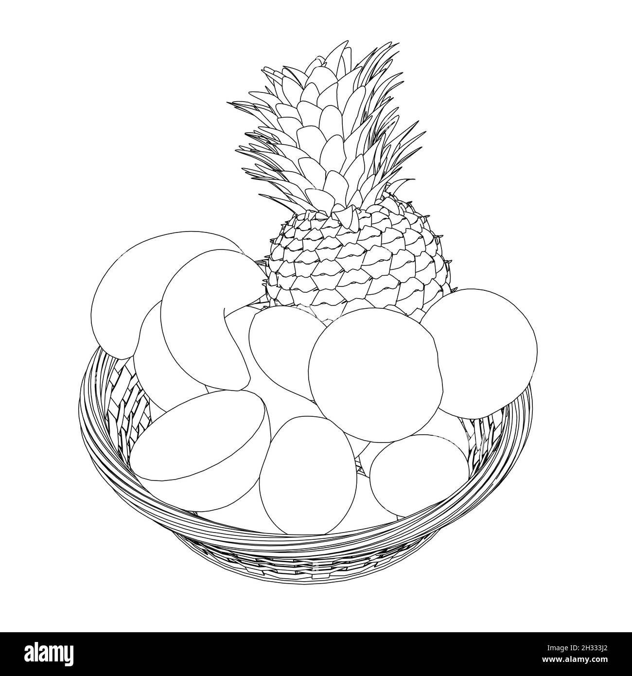 A fruit basket drawing Black and White Stock Photos & Images - Alamy