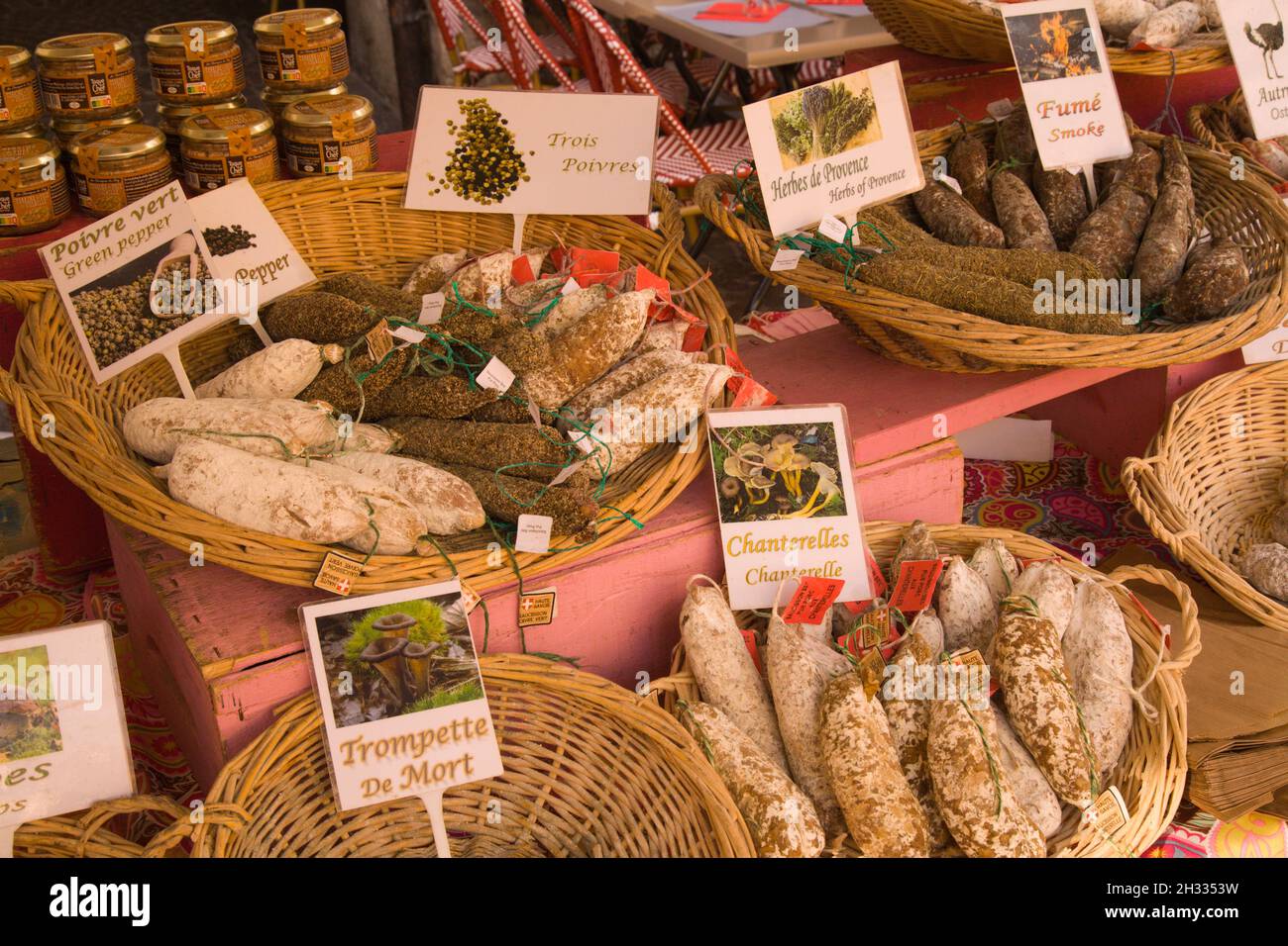 France, Auvergne-Rhône-Alpes, Haute-Savoie, Annecy, market, food, sausages  Stock Photo - Alamy