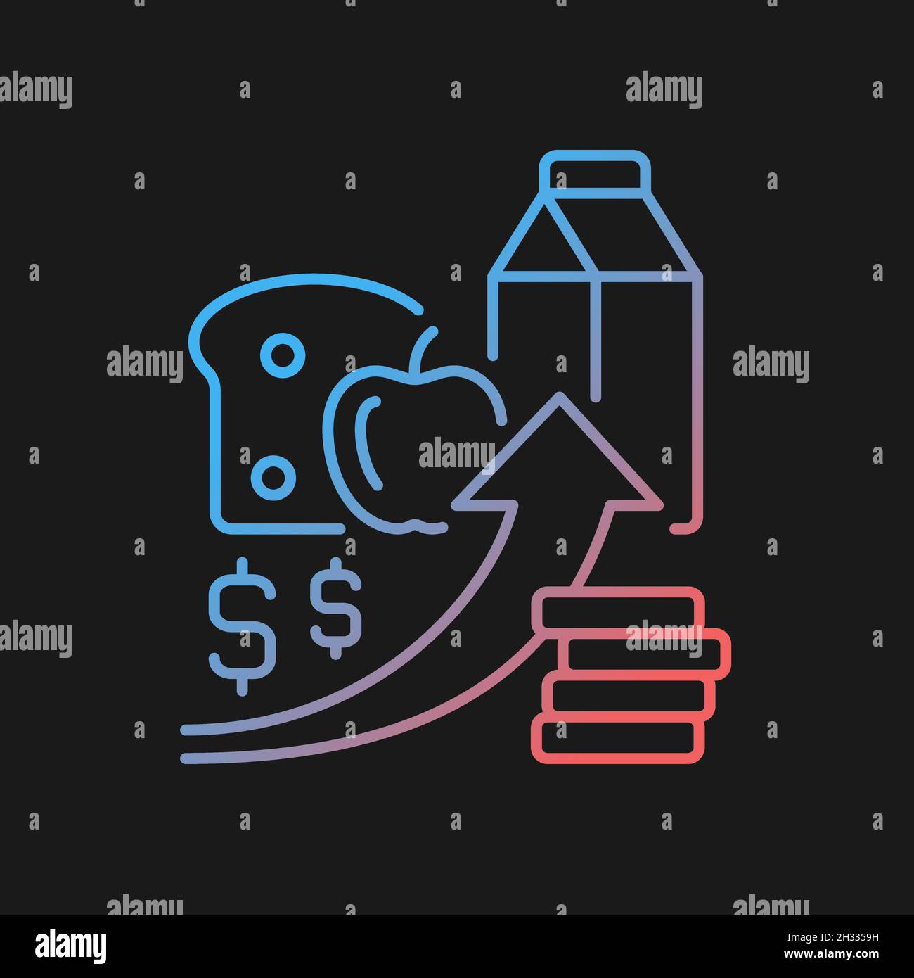 Increasing food prices gradient vector icon for dark theme Stock Vector ...