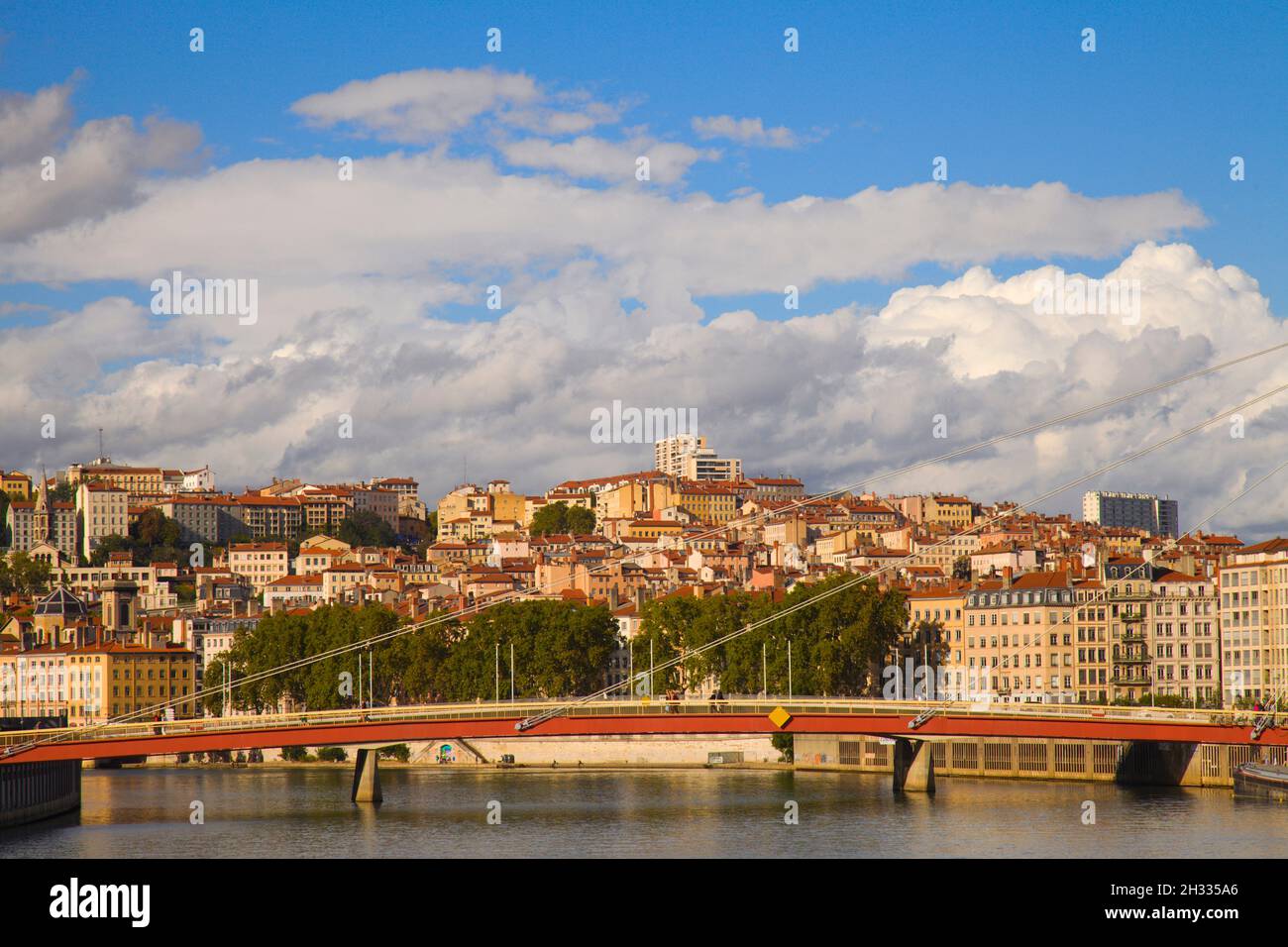 France, Lyon, La Croix-Rousse, Saone River, skyline, panorama, Stock Photo