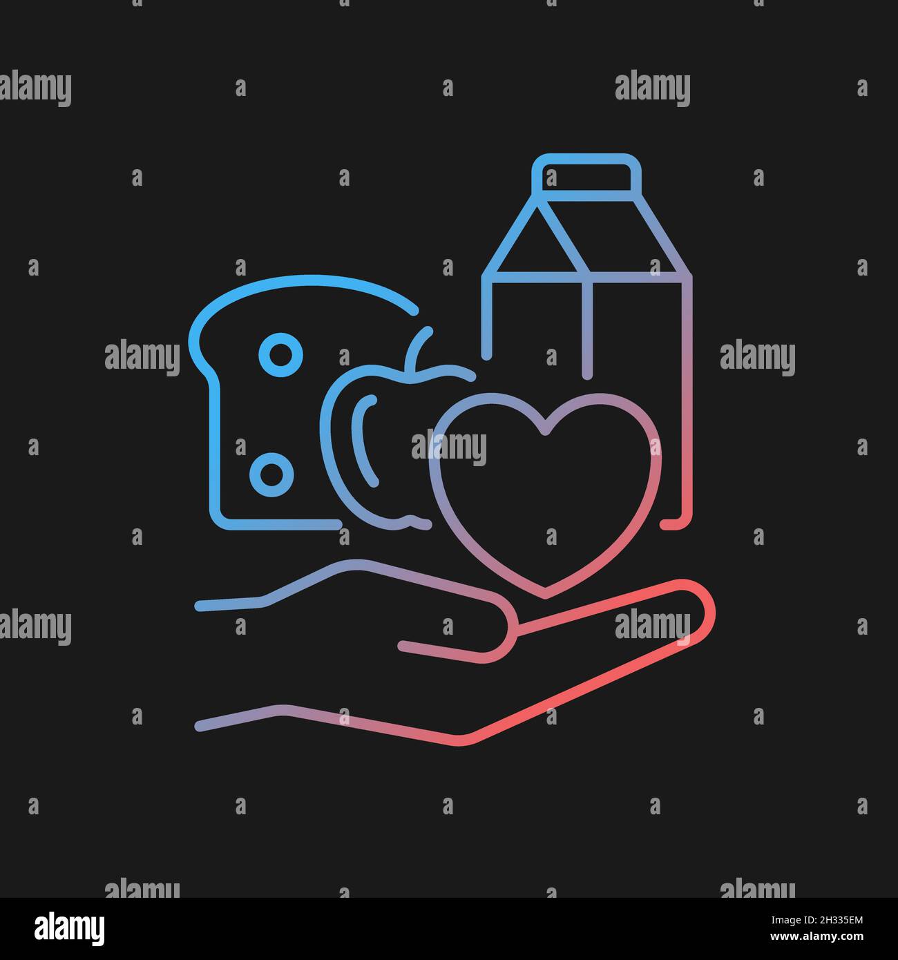 Food donation gradient vector icon for dark theme Stock Vector