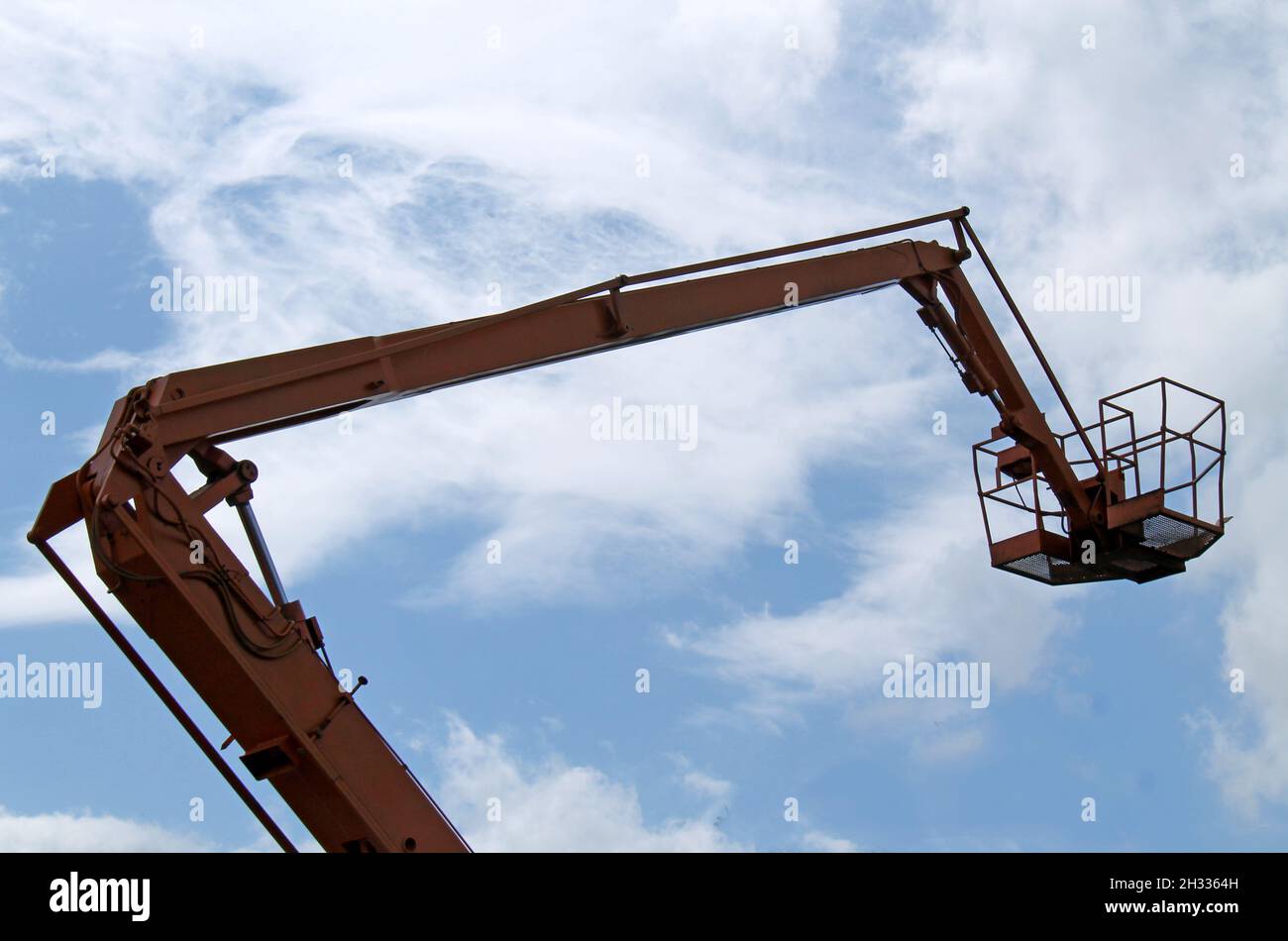 The Extended Arm of a Cherry Picker Lift Machine. Stock Photo