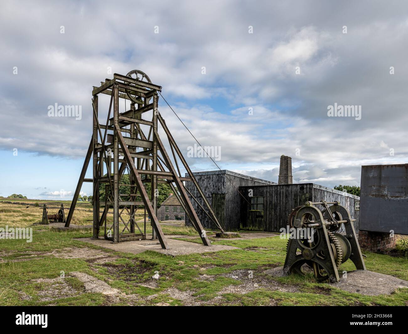 Magpie Mine is an abandoned disused lead mine near the village of Sheldon in the Derbyshire Peak District, England. Stock Photo