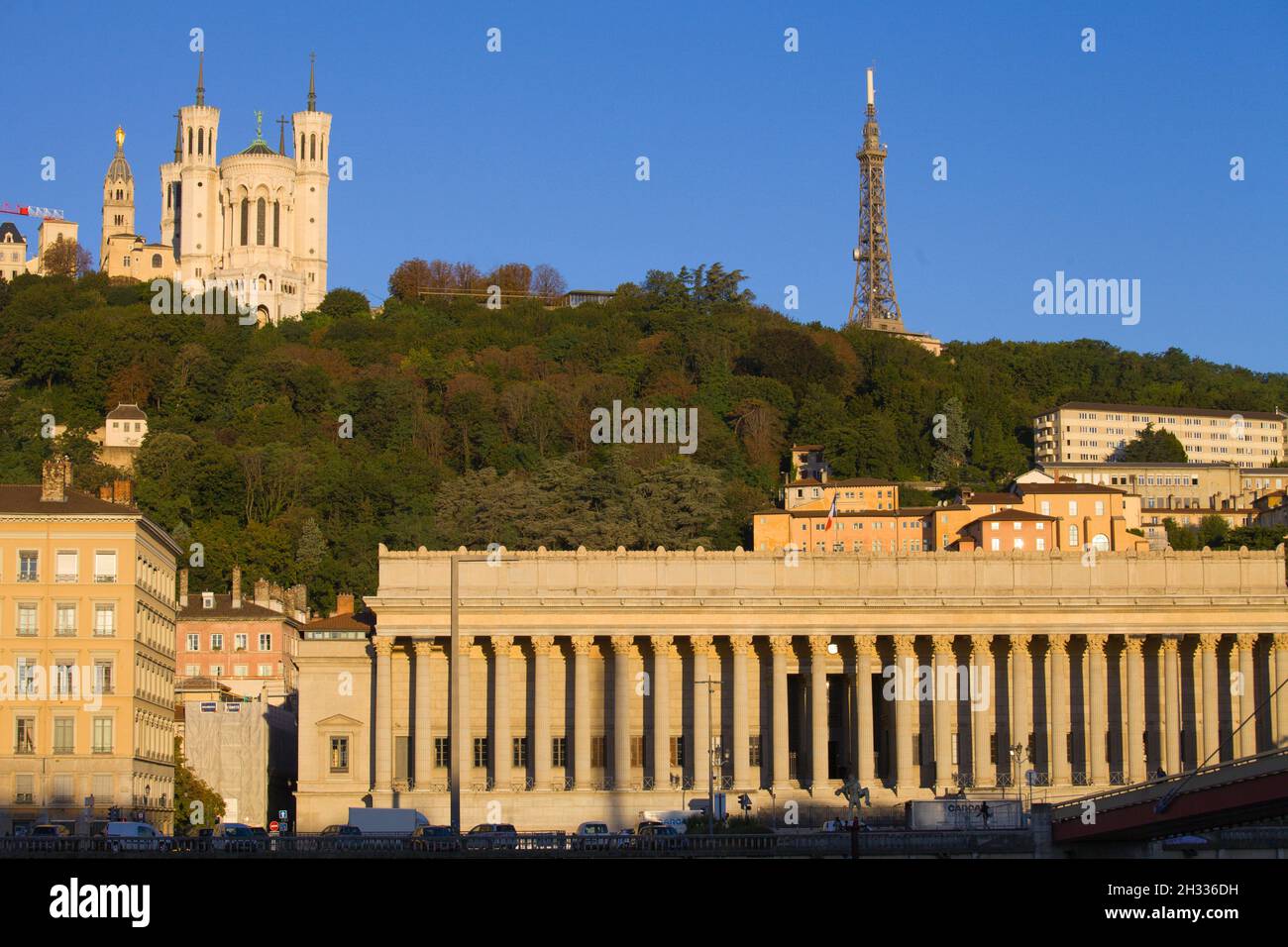 France, Lyon, Palais de Justice, Notre-Dame de Fourvière, basilica, Stock Photo