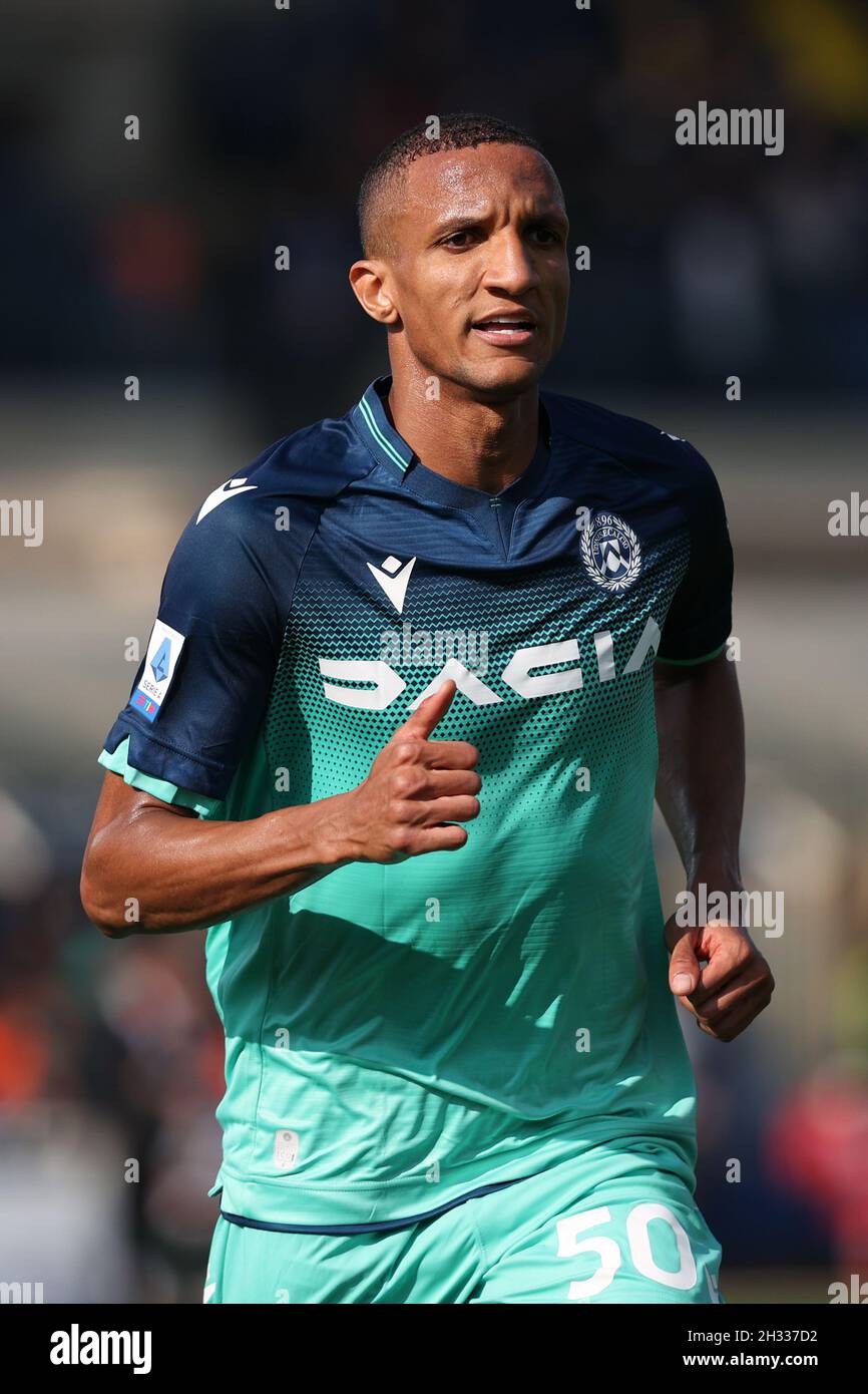 Bergamo, Italy. 24th Oct, 2021. Rodrigo Becao (Udinese Calcio) during  Atalanta BC vs Udinese Calcio, Italian football Serie A match in Bergamo,  Italy, October 24 2021 Credit: Independent Photo Agency/Alamy Live News