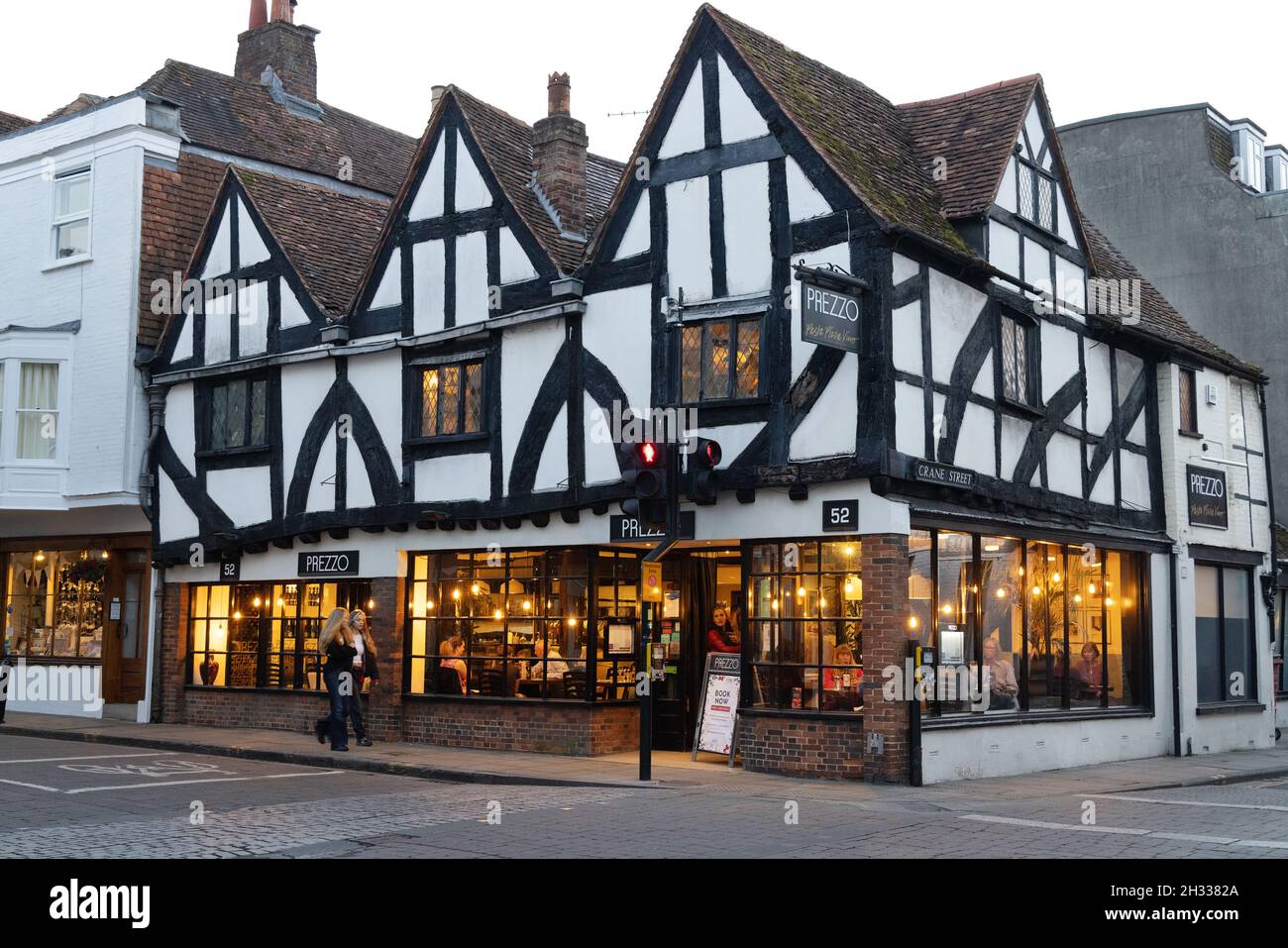 Salisbury medieval buildings; Prezzo restaurant Salisbury housed in a