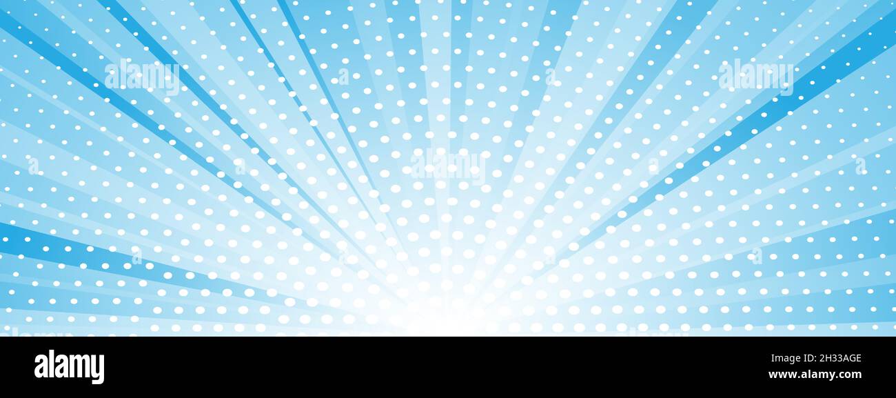 Abstract blue background with sun ray and dots. Summer vector ...