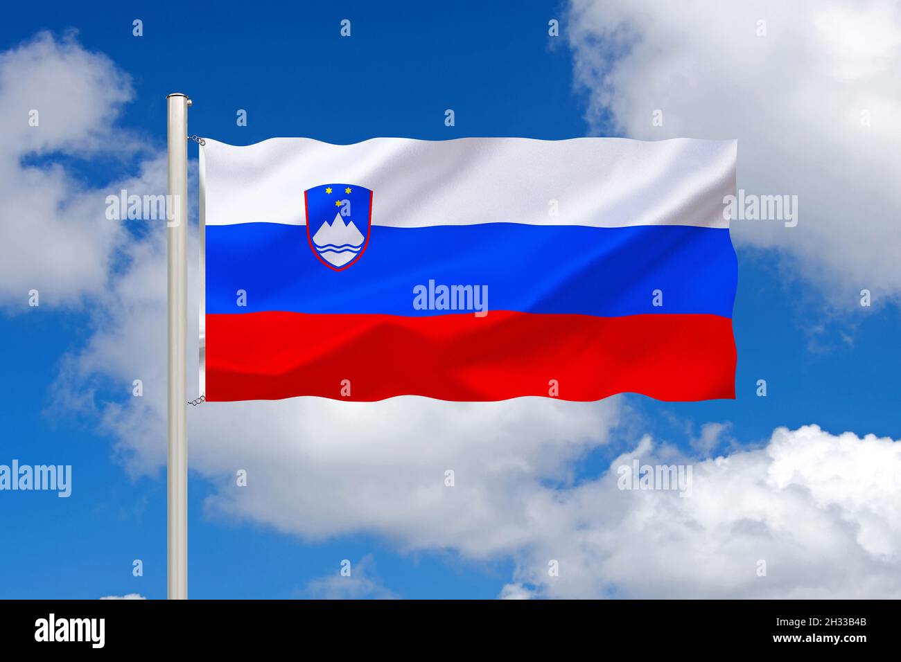 Die Flagge von Slowenien, Zentraleuropa, Stock Photo