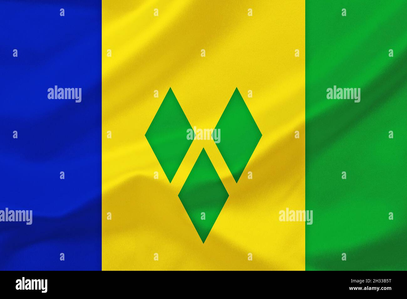 Die Flagge von St. Vincent und die Grenadinen, Inseln, Inselstaat, Karibik, Kleine Antillen, Stock Photo