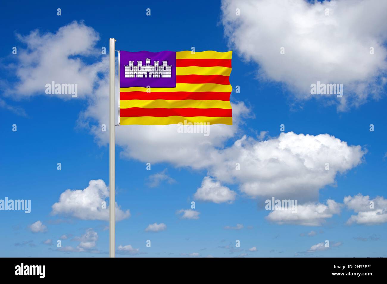 Flagge Der Balearen – 150 X 90 Cm, Polyester, Wetterfest, Mit Ösen Zum Aufhängen