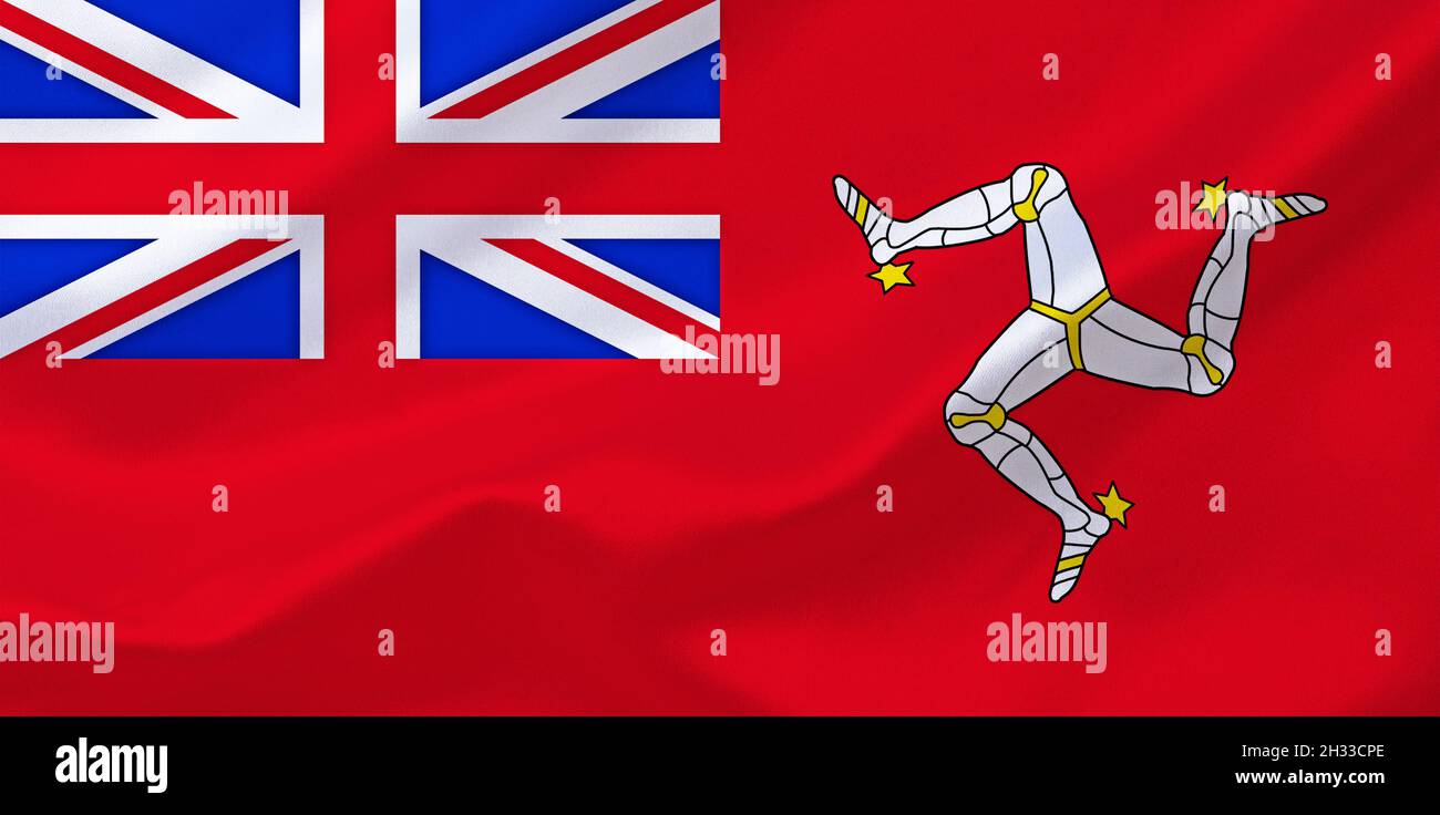 Die Flagge von der Isle von Man, Handelsflagge, GB, Grossbritannien, Stock Photo