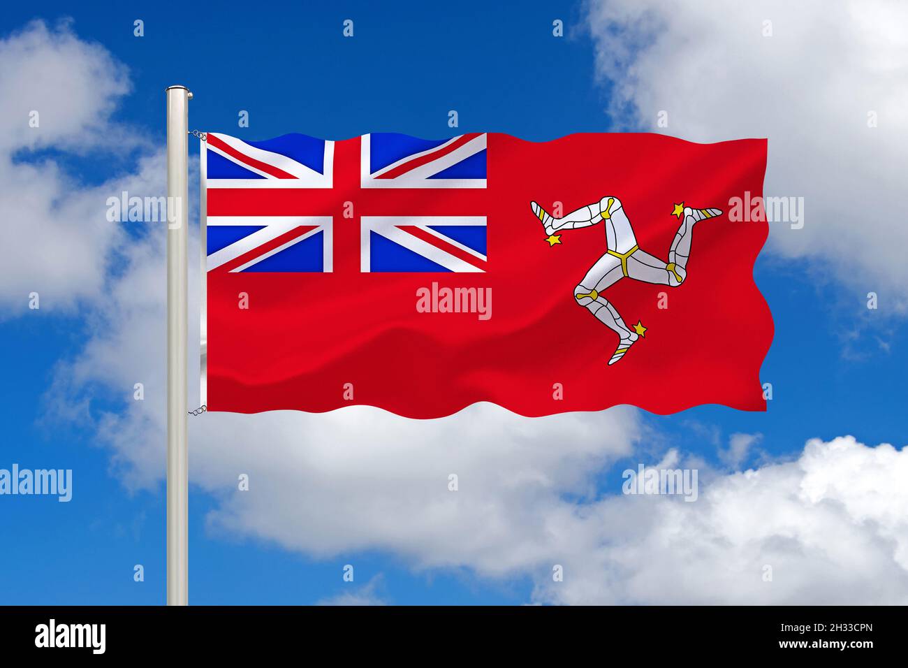 Die Flagge von der Isle von Man, Handelsflagge, GB, Grossbritannien, Stock Photo