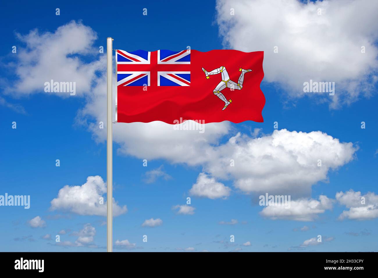 Die Flagge von der Isle von Man, Handelsflagge, GB, Grossbritannien, Stock Photo