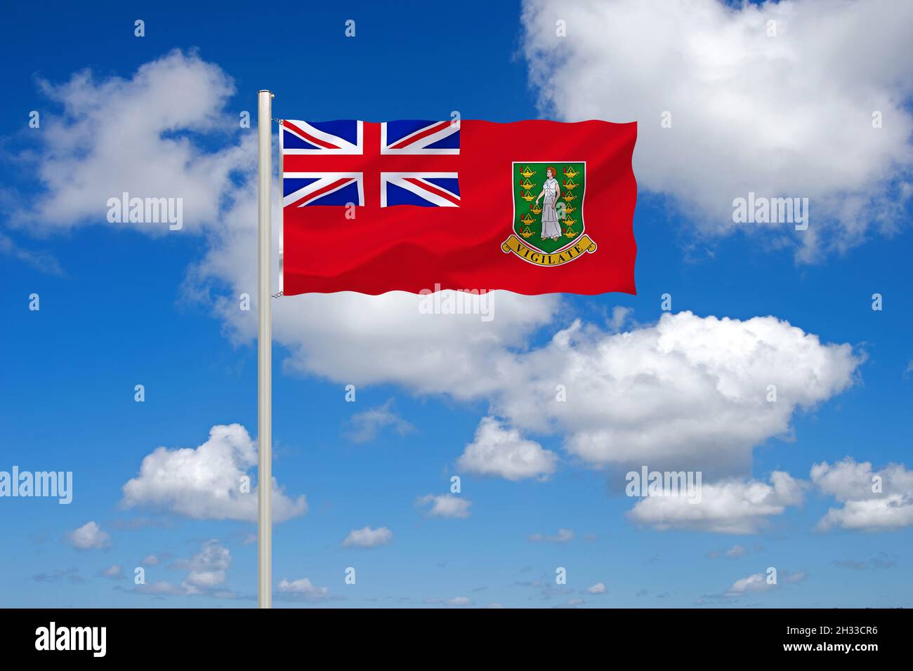 Die Flagge von den Britischen Jungferninseln, Virgin Islands, Karibik, rote Handelsflagge Stock Photo