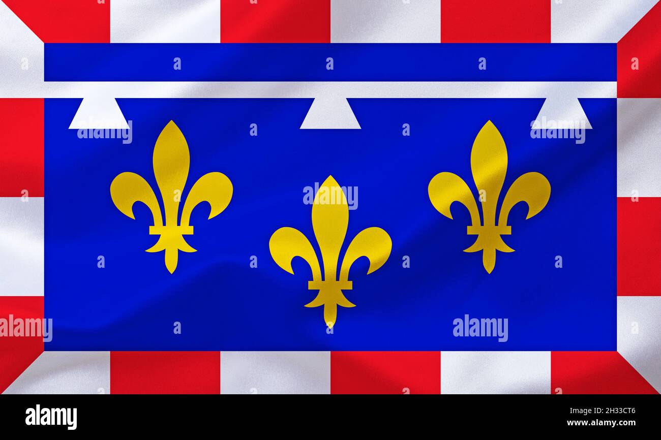 Die Flagge von Val de Loire, Tal der Loire, Frankreich, Fluss in Frankreich, Stock Photo