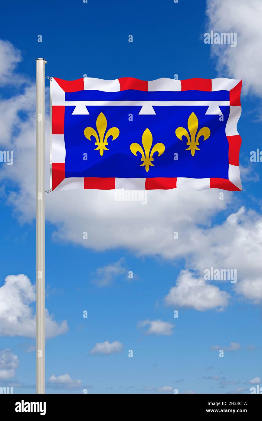 Die Flagge von Val de Loire, Tal der Loire, Frankreich, Fluss in Frankreich, Stock Photo