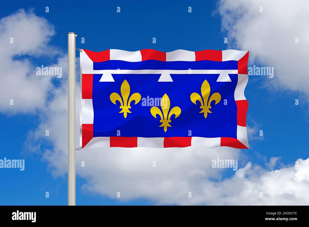 Die Flagge von Val de Loire, Tal der Loire, Frankreich, Fluss in Frankreich, Loire, Stock Photo