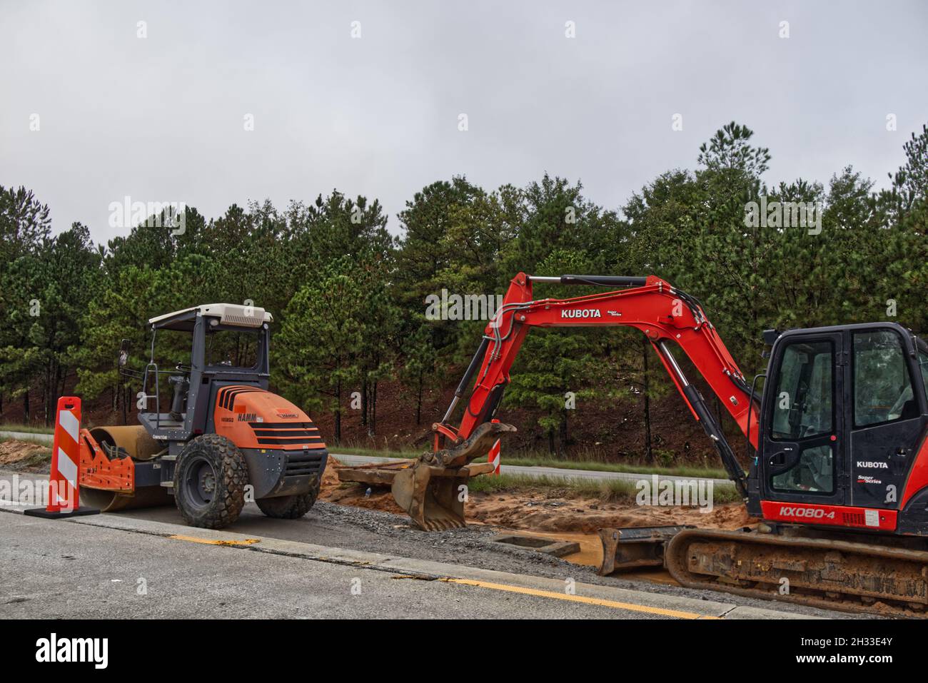 Augusta, Ga USA 09 22 21 Heavy machinery on the side of the road at