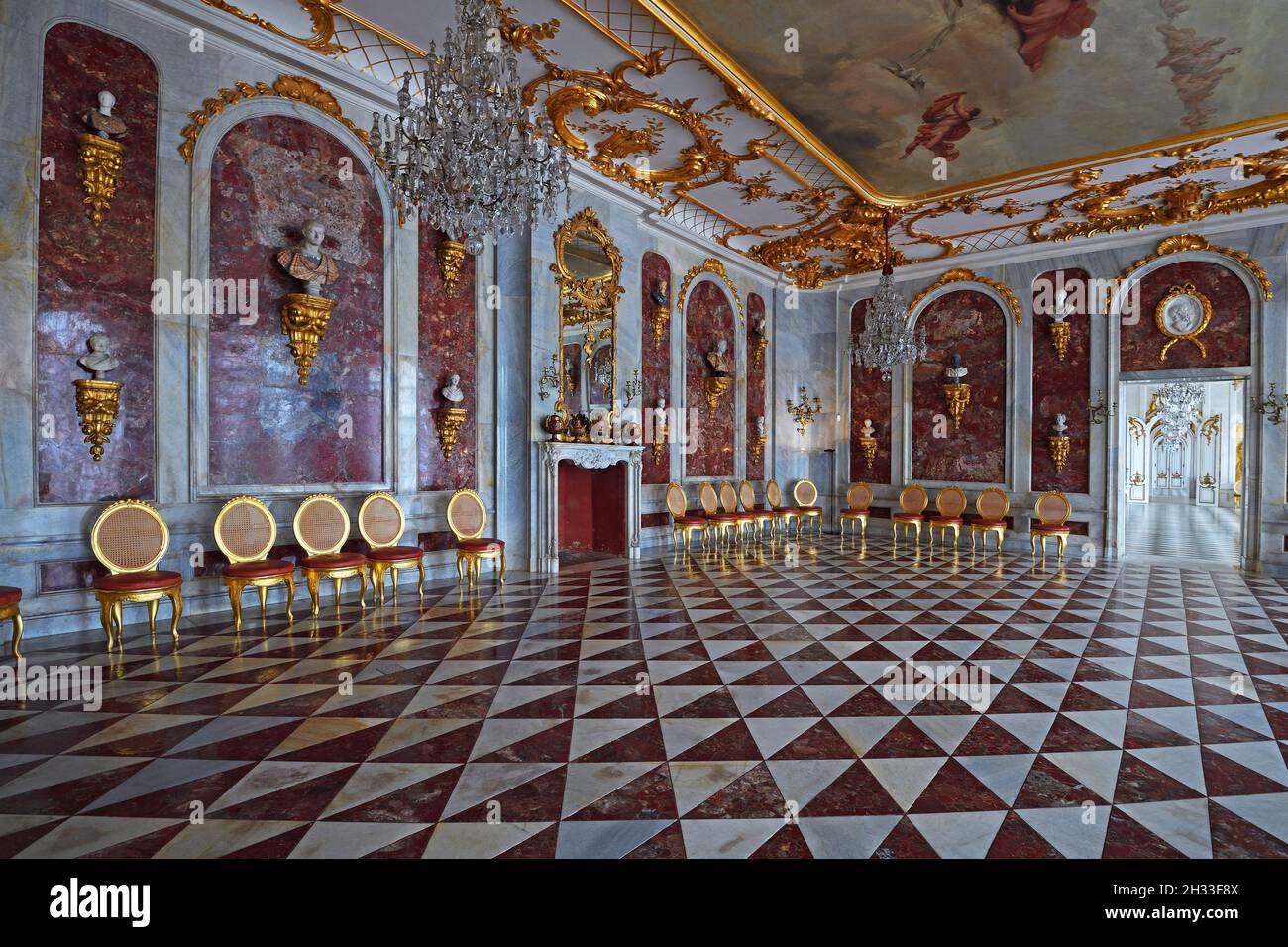 Jaspissaal,  Neue Kammern, Park Sanssouci, Potsdam, Brandenburg, Deutschland Stock Photo