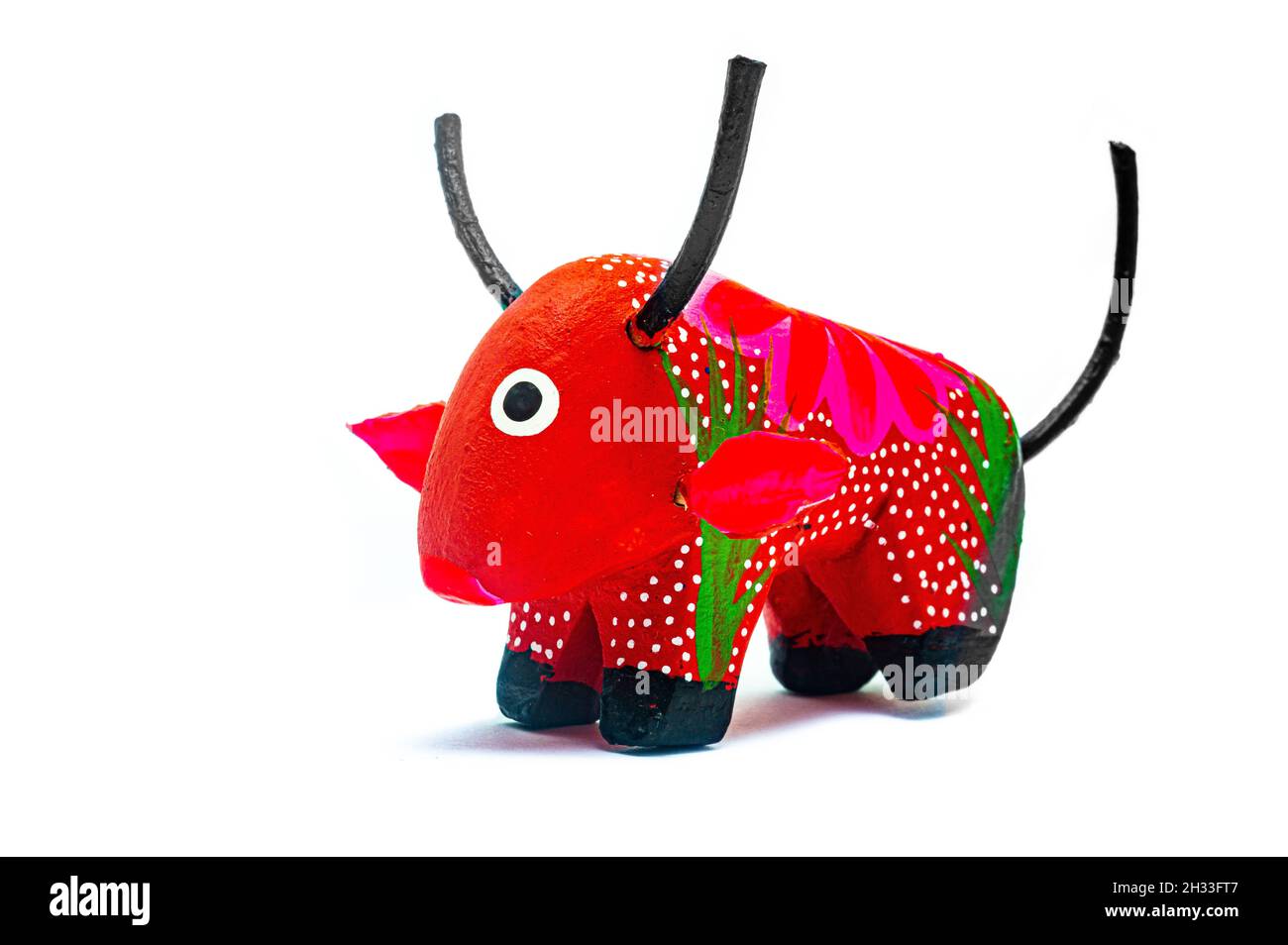 Fantastic and colorful bull alebrije from Mexico Stock Photo