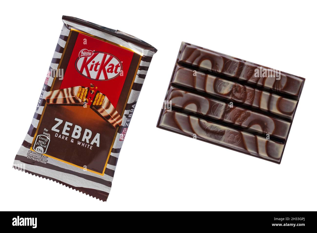 Bar of Zebra dark & white Kitkat KitKat Kit Kat with chocolate removed