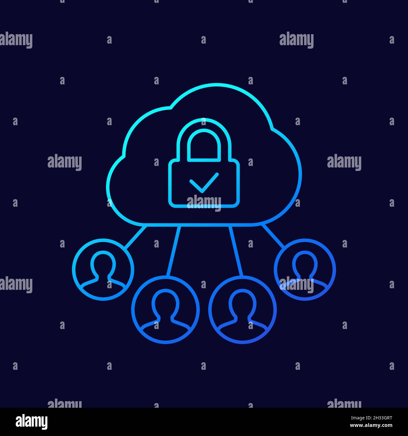 Personal data in cloud, privacy line vector icon Stock Vector Image ...