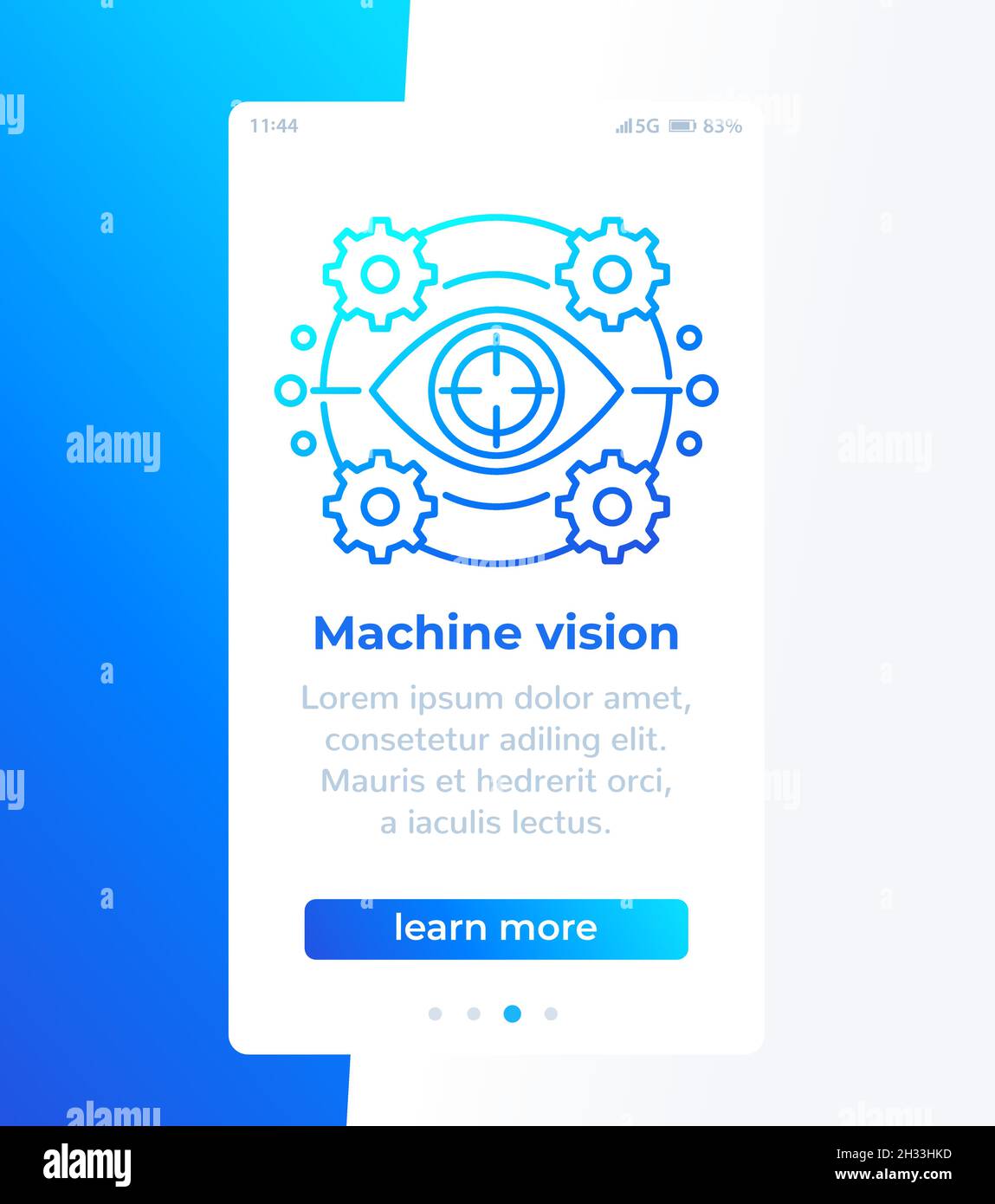Machine vision banner with a linear icon Stock Vector