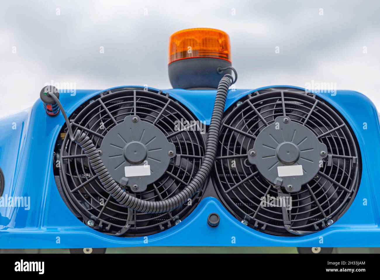 Air Conditioner Fans at Tractor Cab Roof Amber Light Stock Photo Alamy