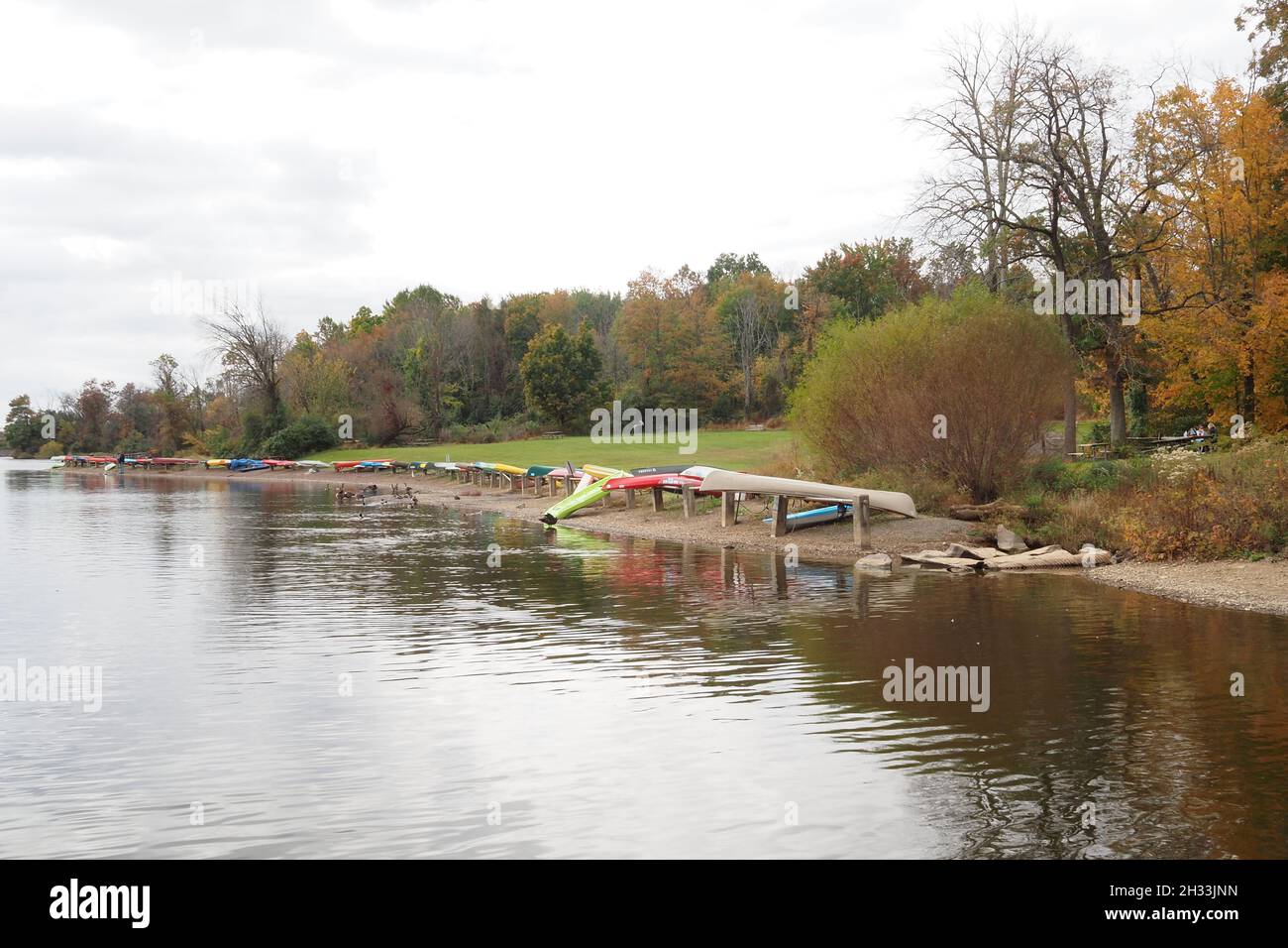 A view of the shoreline at Lake Galena in Pennsylvania Stock Photo Alamy
