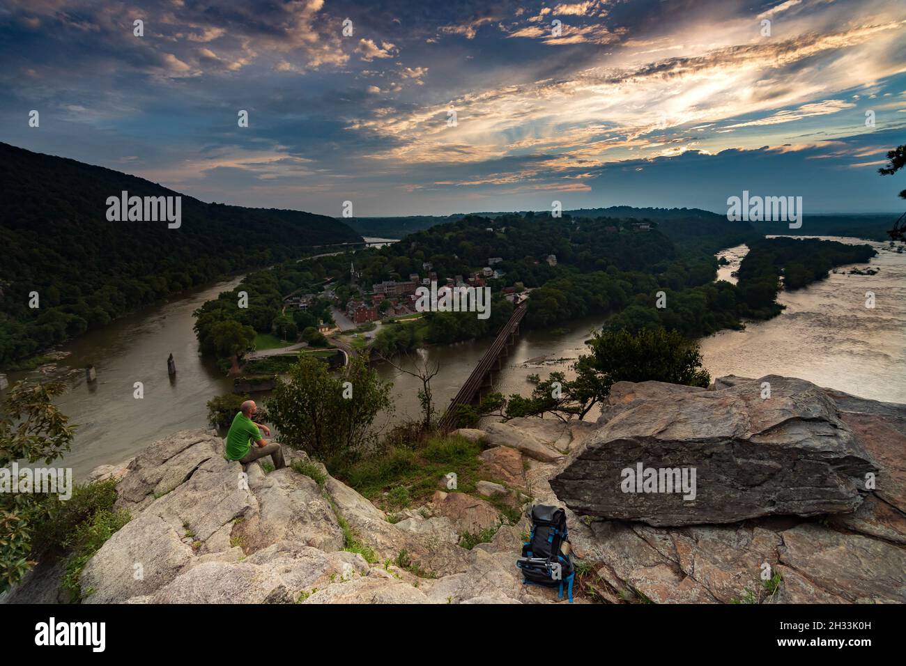River flowing in the Harper's Ferry National Park on the dramatic