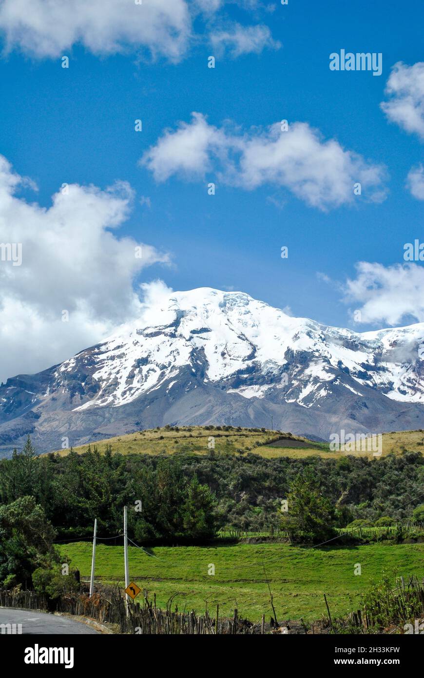 Landscape with Chimborazo volcano.  Riobamba, Chimborazo, Ecuador Stock Photo