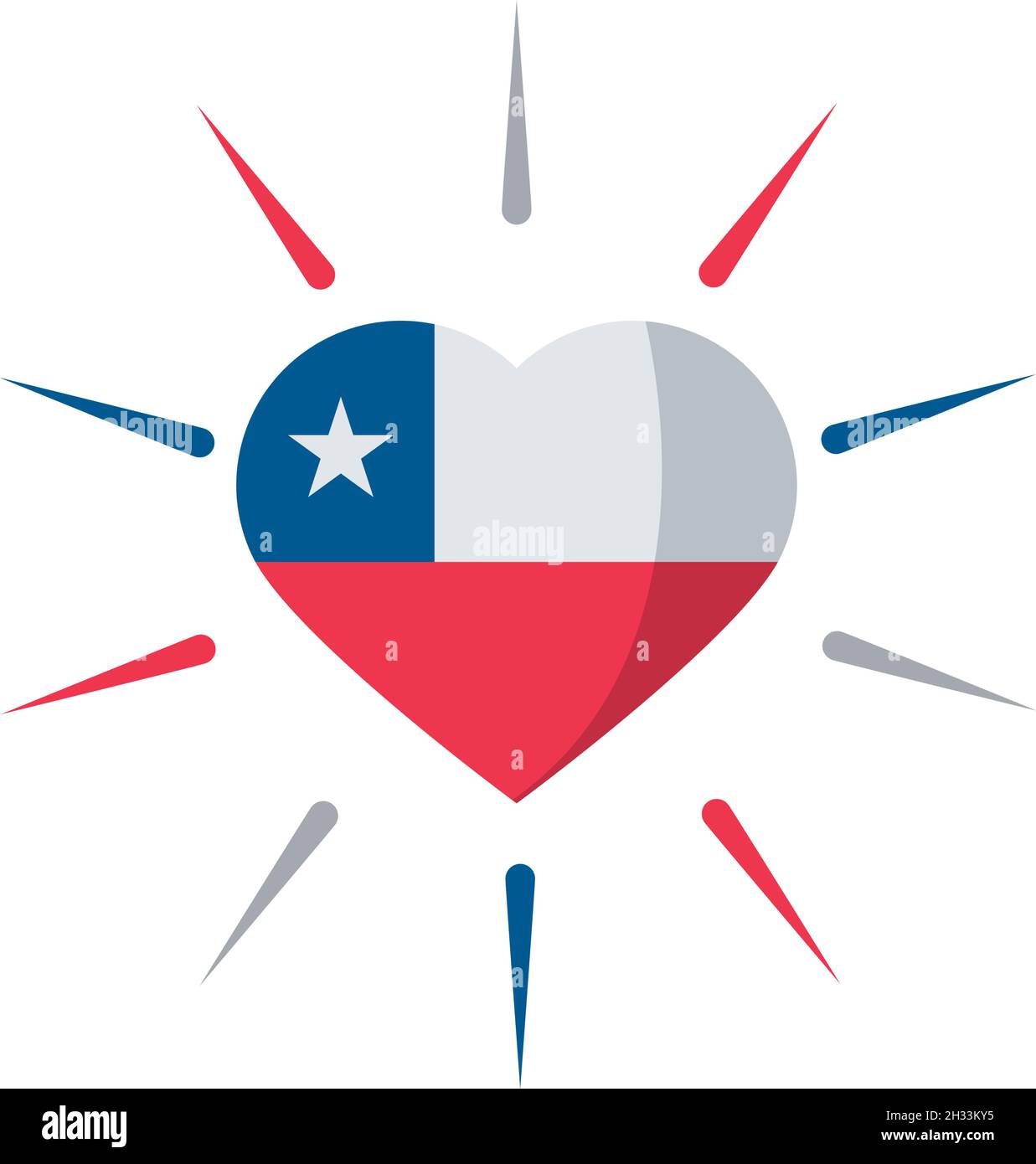chile flag shaped heart Stock Vector