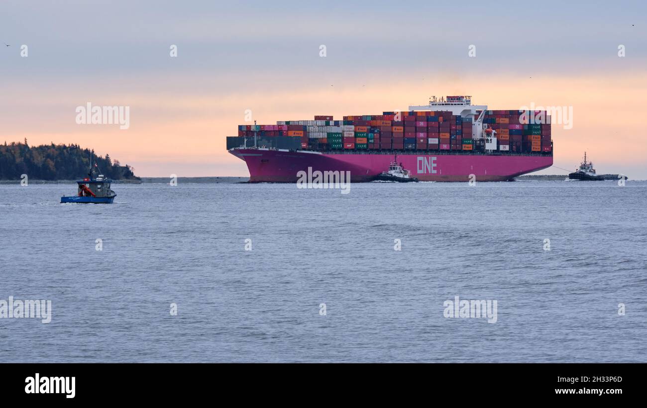 Halifax, Nova Scotia, Canada. October 25th, 2021. Cargo ship One