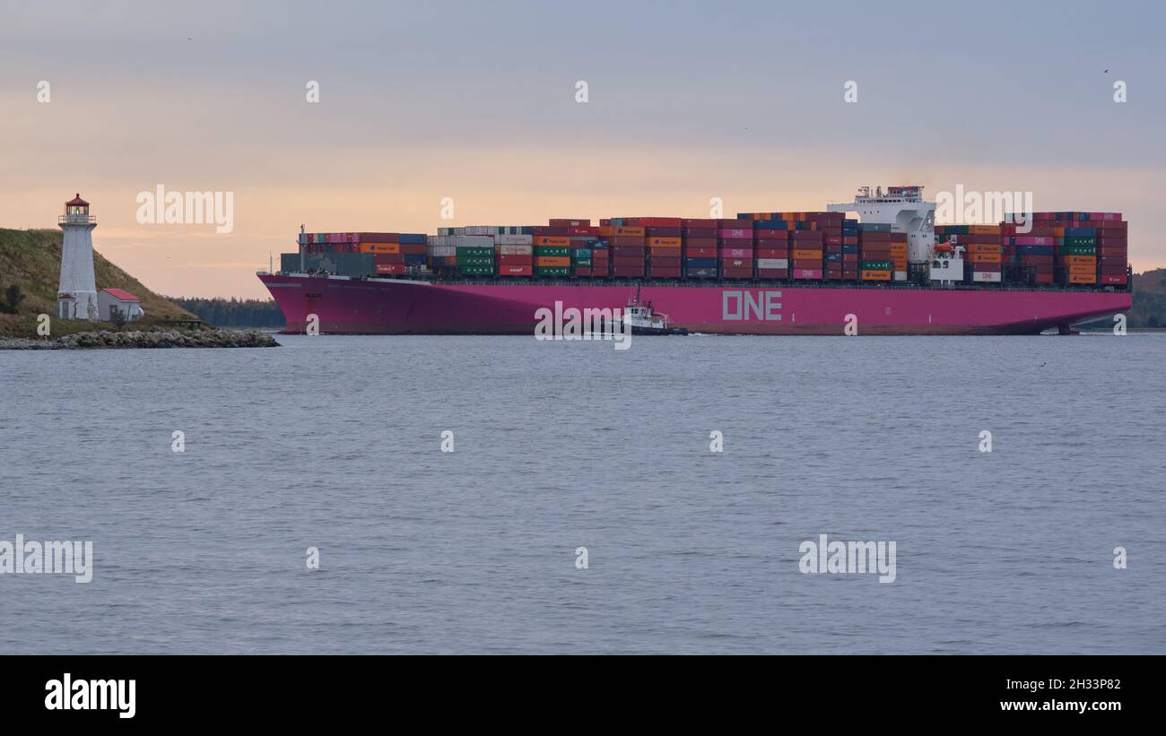 Halifax, Nova Scotia, Canada. October 25th, 2021. Cargo ship One