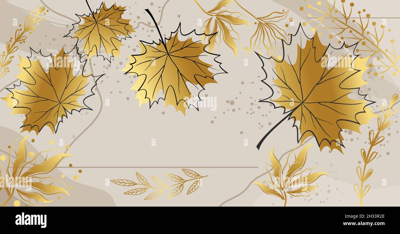 Autumn maple leaves on a colored background - Vector illustration Stock ...