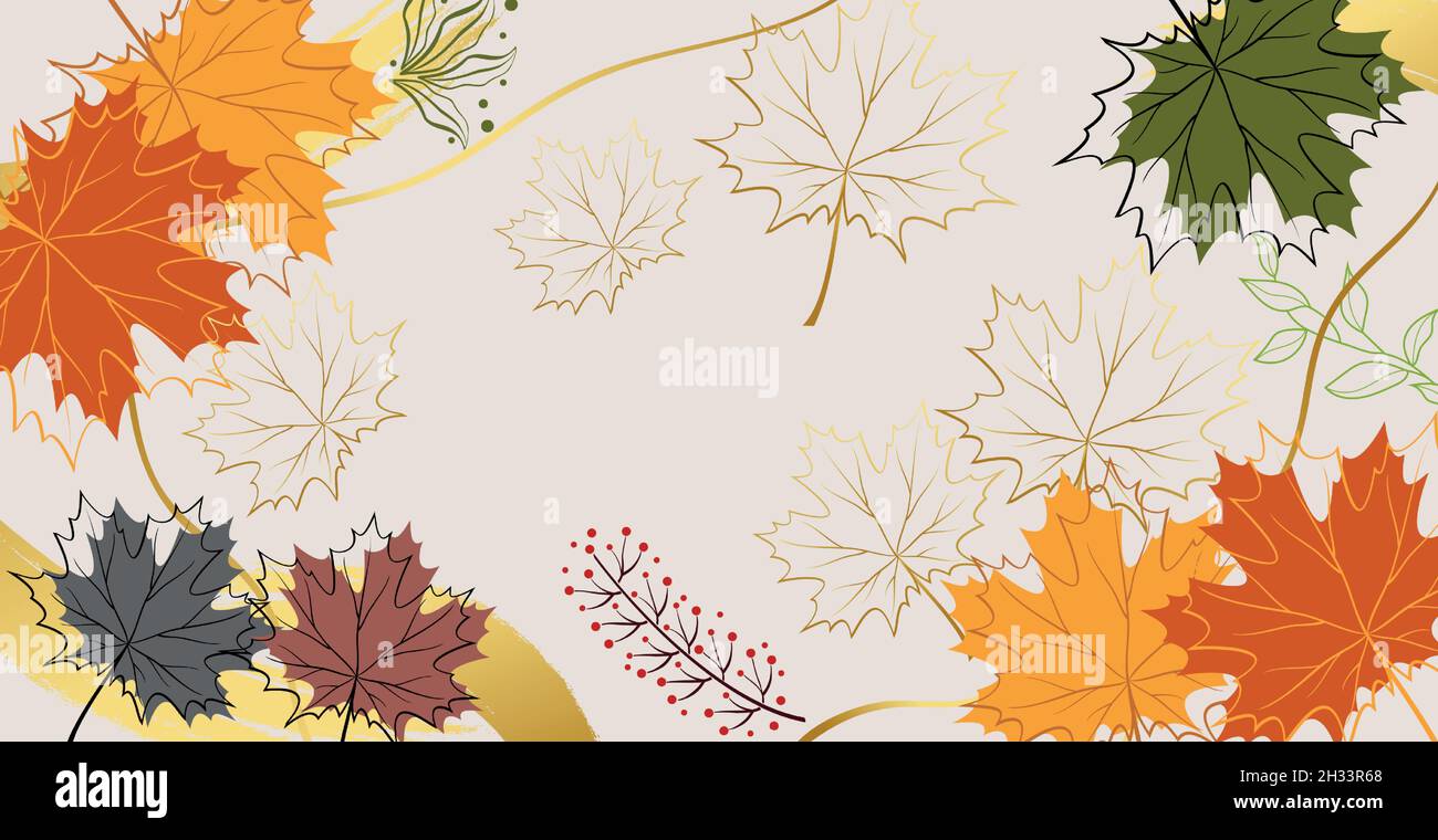 Autumn maple leaves on a colored background - Vector illustration Stock ...