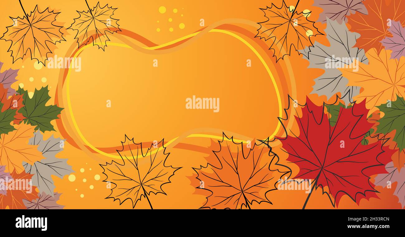 Autumn maple leaves on a colored background - Vector illustration Stock ...