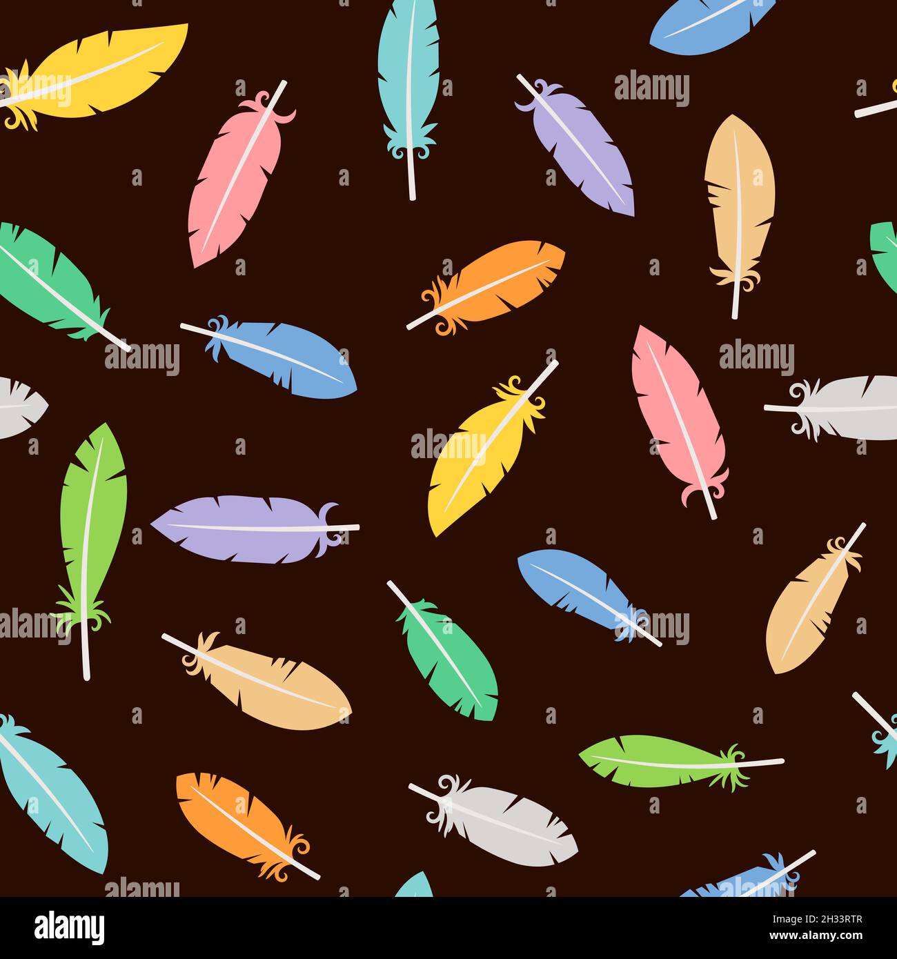 Seamless pattern with feathers on black background Stock Vector Image ...
